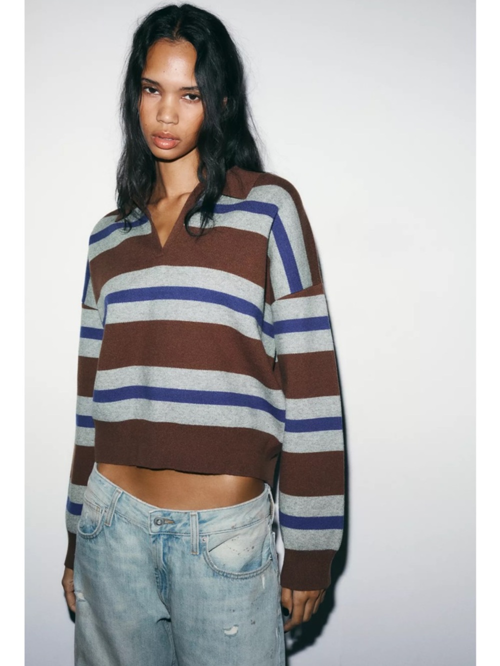 Zara Striped Polo Sweater
